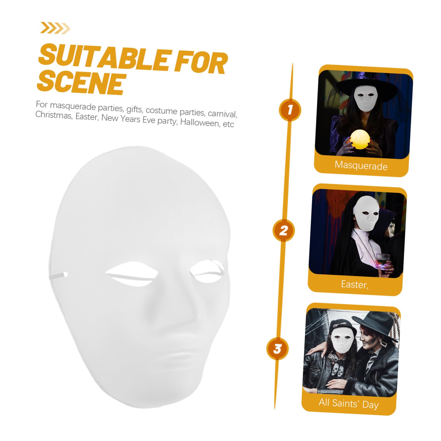 12 Maschere Halloween da Uomo Maschere Bianche in Pulp Vuote per DIY Pittura per Feste in Maschera Carnevale e Balli Hip Hop