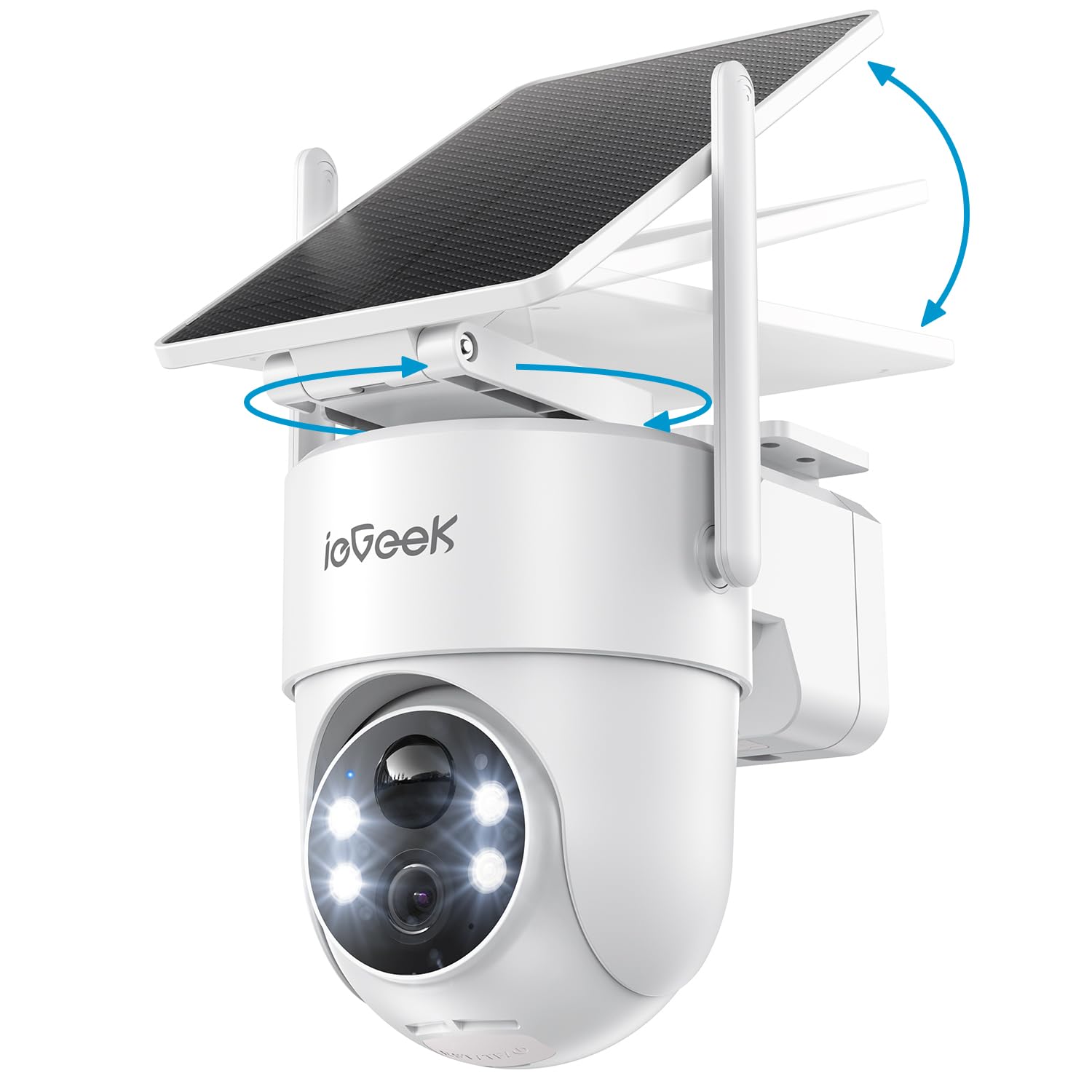 ieGeek 2K/3MP Camara Vigilancia WiFi Exterior Solar, Panel Solar Extraíble, 360° PTZ, Camara de Vigilancia sin Cables, PIR Humana Detección, Alerta de Peligro, Visión Nocturna Color, IP65