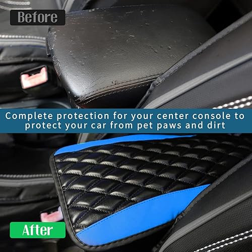 Miniatura 5 de Ziciner Cojín de cuero para consola central de automóvil, protector de caja de asiento impermeable para reposabrazos, accesorios de decoración