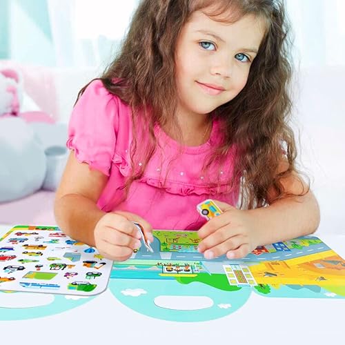 Miniatura 5 de Libro de calcomanías portátil de gelatina silenciosa, libros de calcomanías reutilizables para niños, libro de actividades de aprendizaje