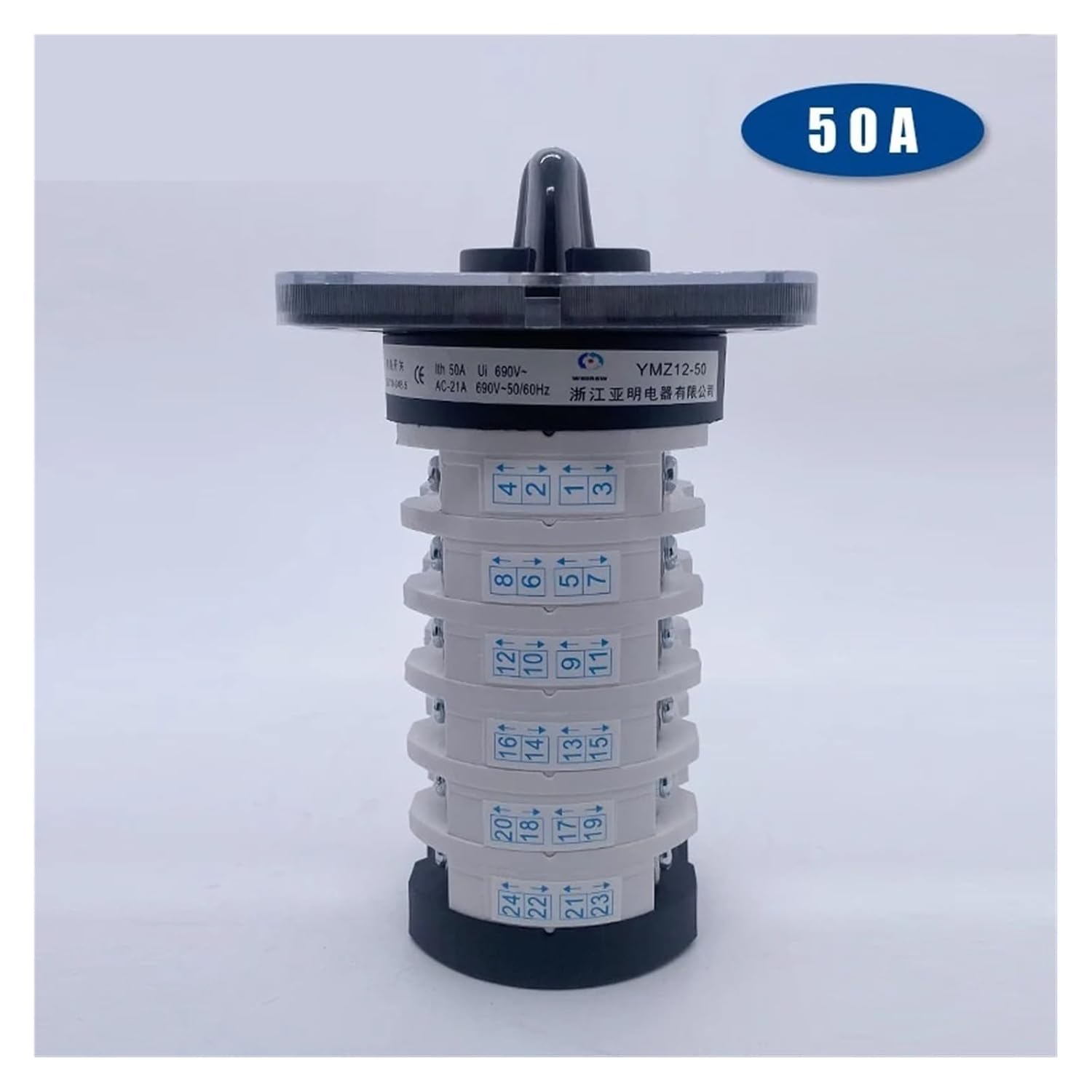 YMZ12-50/6 ロータリーカムスイッチ 50A 6極 36端子 ギアユニバーサルチェンジオーバーセレクトインタラプタ LW31