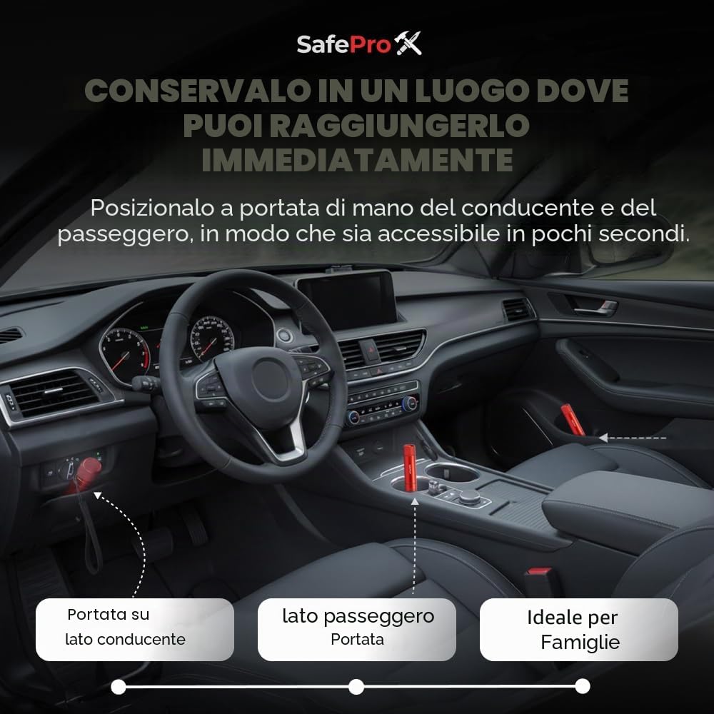 Martello di emergenza per auto, rompighiaccio e tagliacintura, strumento di salvataggio compatto per un rapido aiuto agli incidenti e la sicurezza durante gli spostamenti