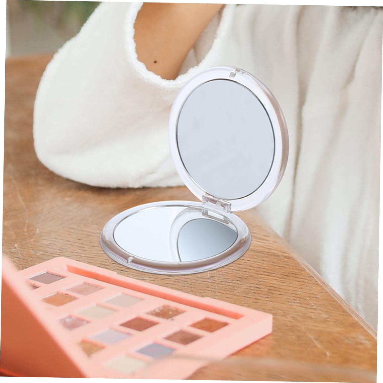 BESTYASH 3 Stück Faltbarer Kosmetikspiegel Doppelseitiger Mini Vergrößerungsspiegel Kompakter Handspiegel für Reisen Make Up Unterwegs Vergrößerung