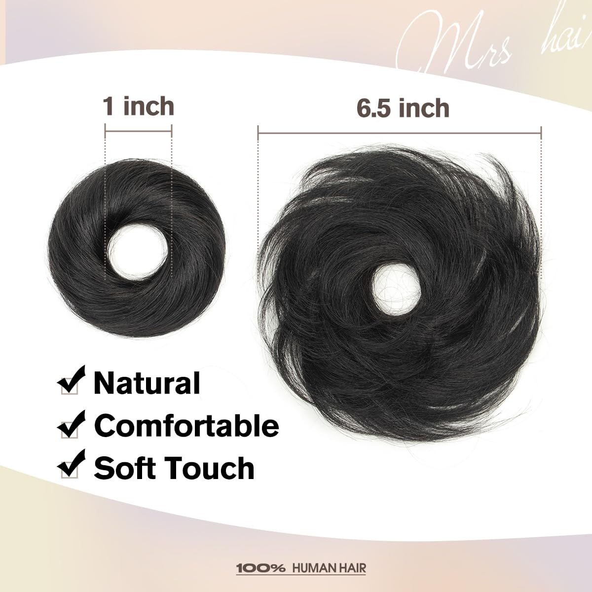 Hair Bun for Women Messy Bun Hair Piece Human Hair, Black Ponytail Extensions Hair Accessories Elastic Easy Scrunchie for Women - Image 2