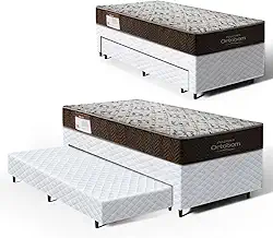 Cama Box com Colchao de Espuma D45 Solteiro Ortobom ISO 150 + Auxiliar de Espuma Unique Solteiro 88cm