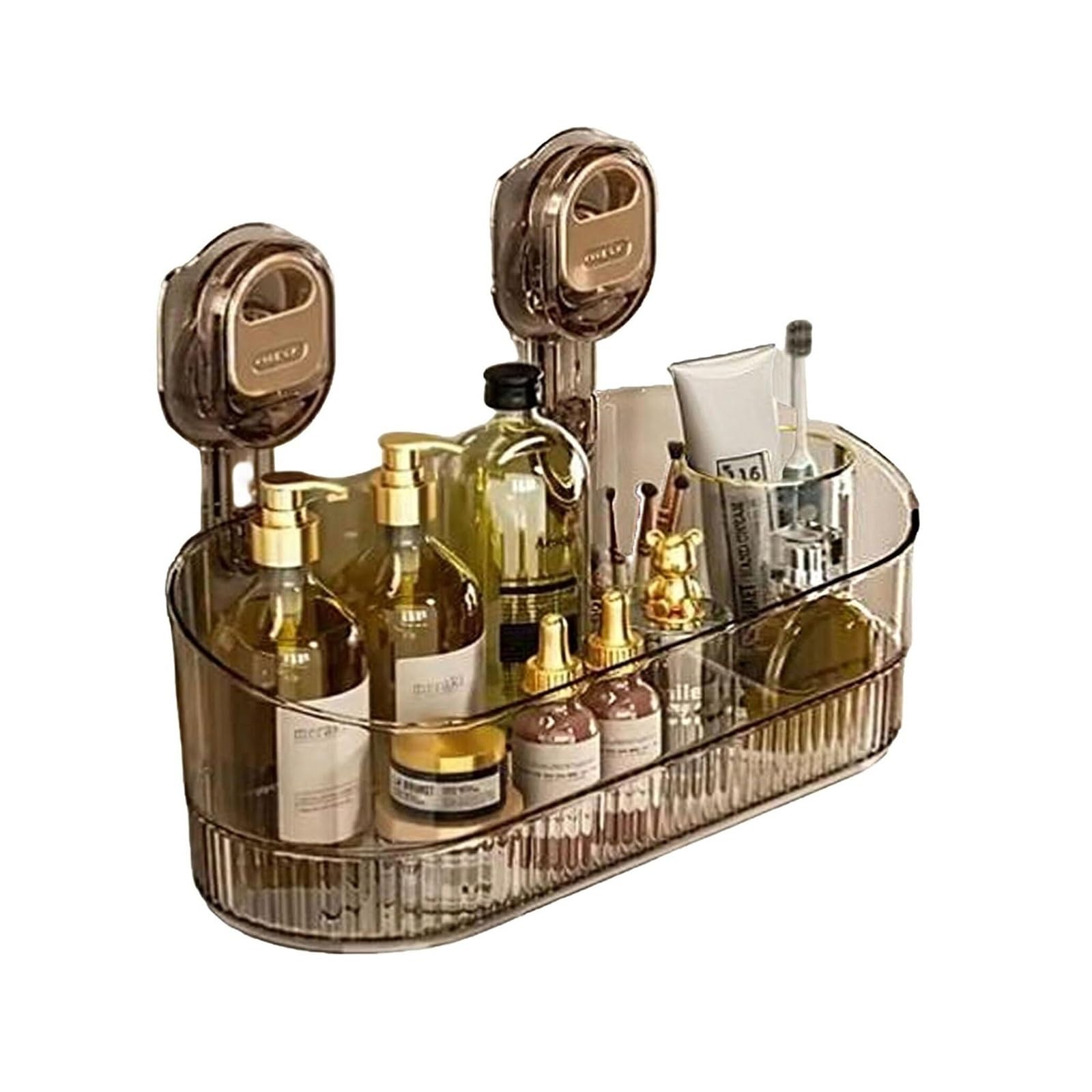 AYEXNSD Wall Mount Storage Shelf with Suction Cups Hanging Shower Clear Bathroom Shower Caddy Hanging Shower Strong Load-Bearing