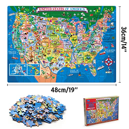 Puzzle Mapa de USA para Niños - 200 Piezas con los 50 Estados y Capitales para Más de 4 Años, Rompecabezas Educativo de Geografía Americana miniatura 2