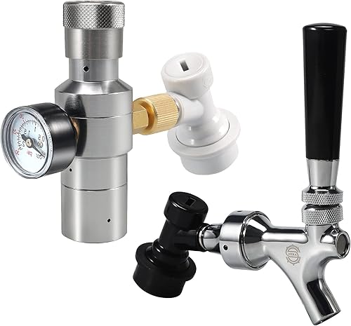 Grifo de barril de CO2, cargador de barril de cerveza con bloqueo de bola, desconexión de líquido, mini regulador de CO2 con bloqueo de bola,