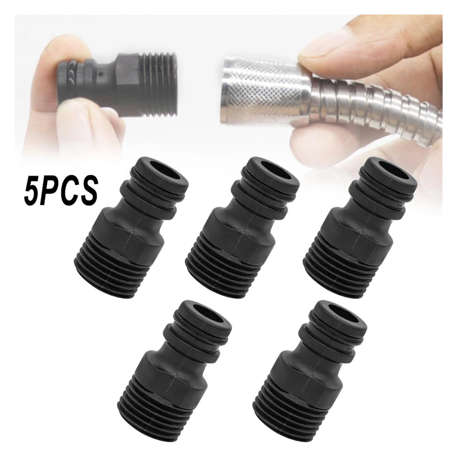Adaptador de grifo roscado de 1/2" de acoplamiento rápido de plástico, 5 unidades | Accesorios rápidos de plástico para accesorios de tuberías de agua de jardín.