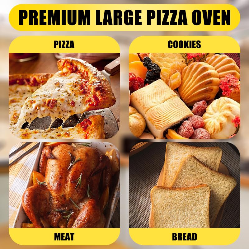 Horno de pizza de mesa de 2 niveles - Acero inoxidable comercial eléctrico interior con temporizador para el hogar y restaurante 8