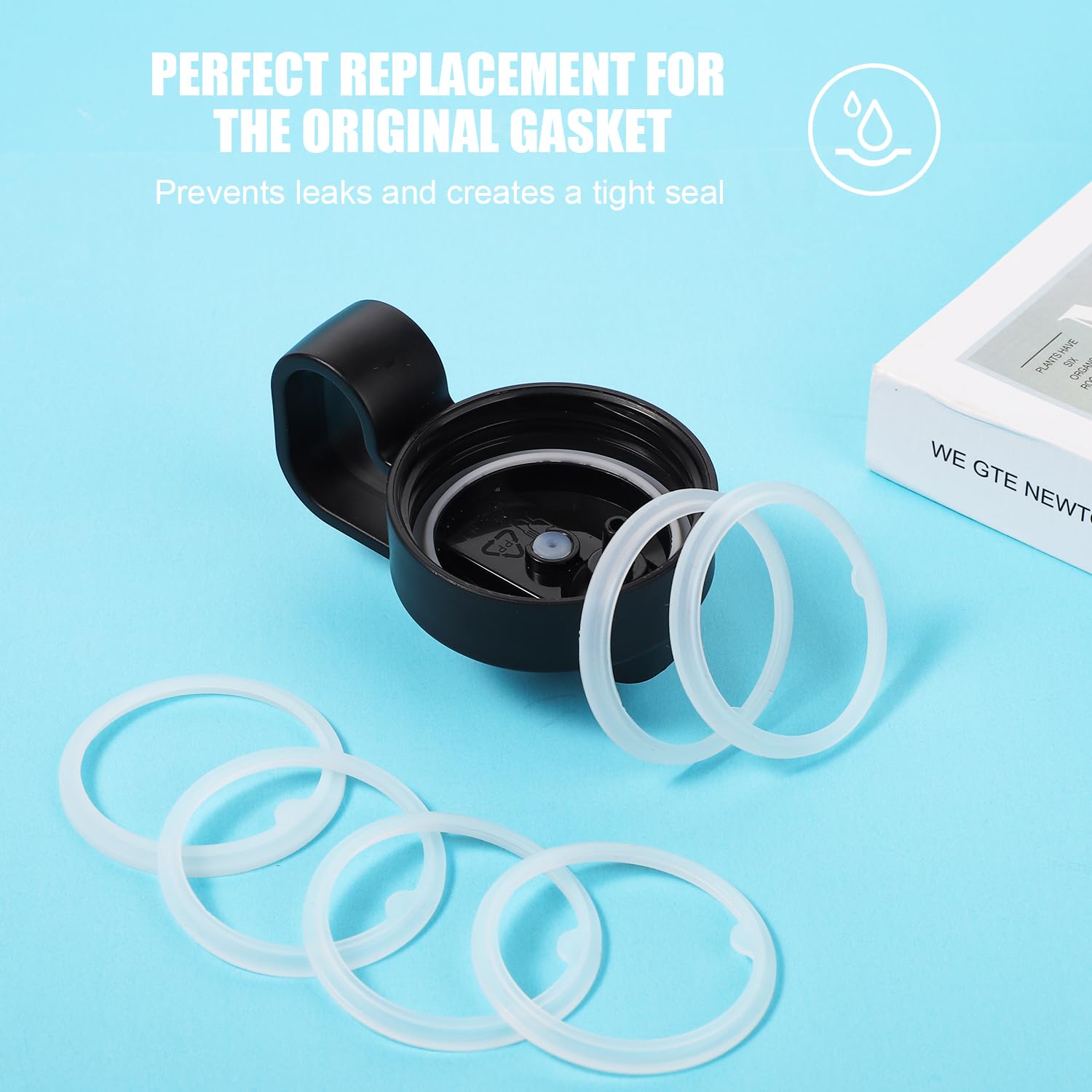 BOXOB Kit 3 O-Ring E 3 Tappi In Silicone Per Tappo Owala Freesip 24/32oz, Guarnizioni Di Ricambio Senza BPA - copertina