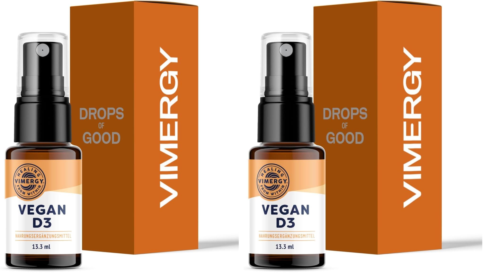 Vimergy Vegan Vitamin D3 Liquid (85 Einnahmen) - Vitamin D3 1000 IE – Vegan Tropfen – Rezeptur ohne Zucker und Bindemittel – Gentechnik- & Glutenfrei (13.3 mL) (Packung mit 2)