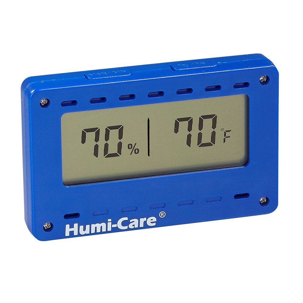 Higrómetro digital rectangular, color azul