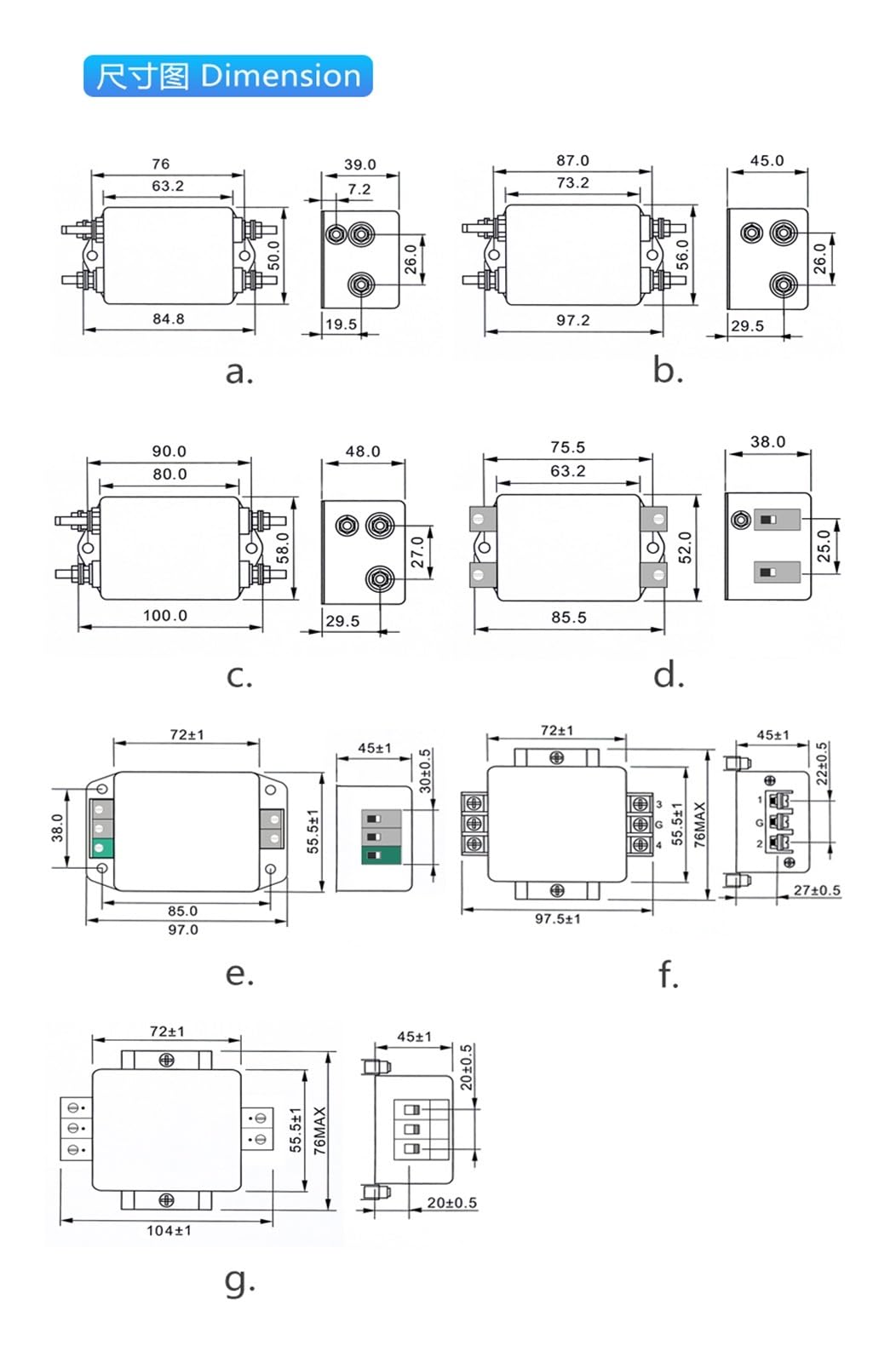 Filtre de puissance CW4E10A 20A 30A 40A 50A 60AS, monophasé AC 220V, anti-interférence, harmoniques de fréquence(CW4E -40A -S Single Stage Bolt)