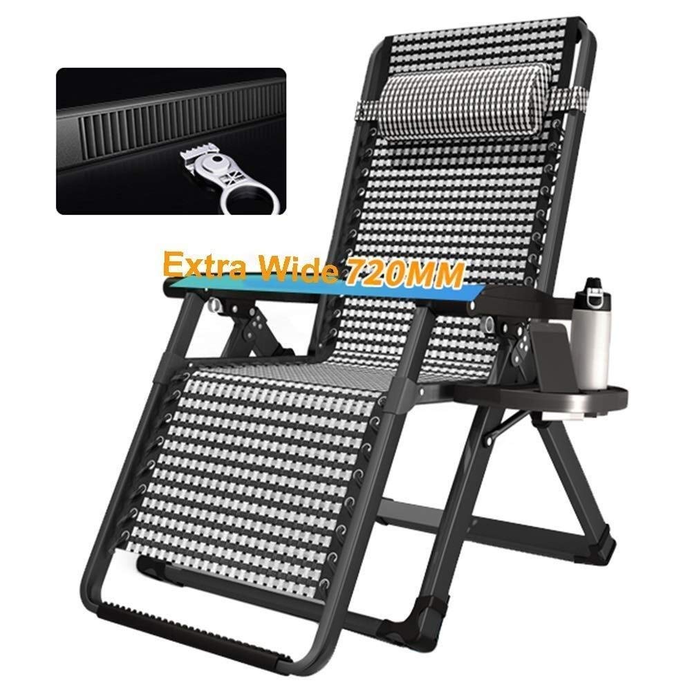 Chaise longue de jardin pliante noire et surdimensionnée charge 200 kg