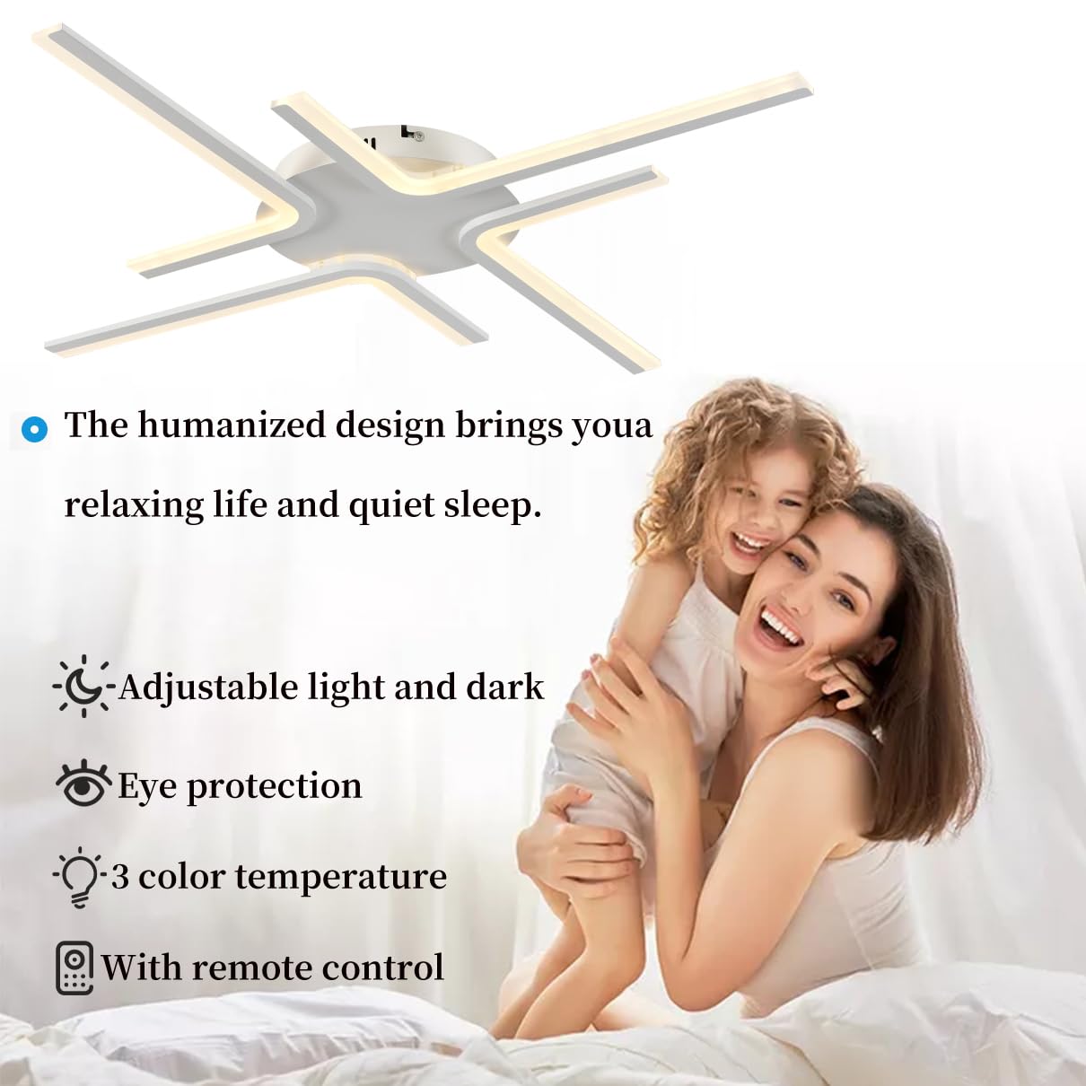 Plafón LED Moderno Regulable, Lámpara De Techo Inteligente Con APP Y Control Remoto, Temperatura De Color Ajustable 3000K-6500K, Diseño Moderno Para Salón Dormitorio Cocina-White