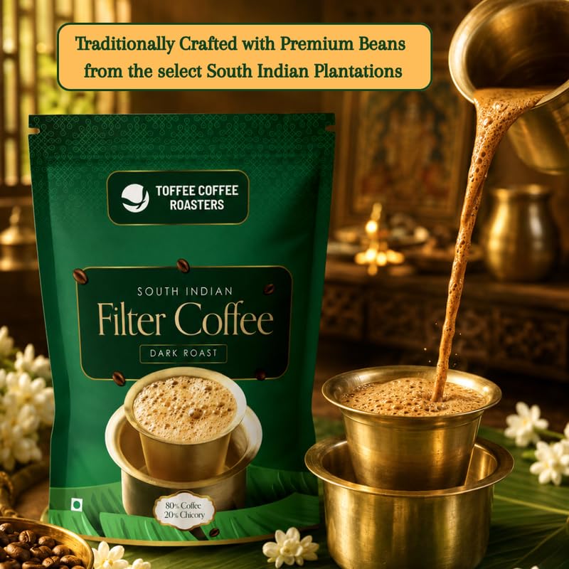Image of Toffee Coffee Roasters | South Indian Filter Coffee 80:20 | 200g x 3 (600g) Filter Coffee | Traditional Dark Roast Signature Filter Coffee