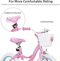 Vista 5 de JOYSTAR Fairy Girls Bike for Toddlers and Kids Ages 2-8 Years Old, 12 14 16 18 Inch Kids Bike with Training Wheels, Handbrake and Basket, Toddler