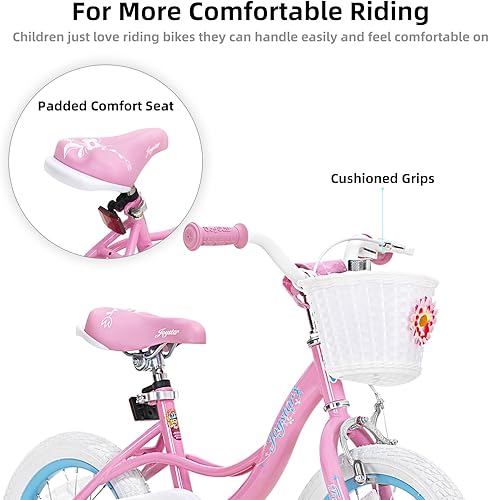 Miniatura 5 de JOYSTAR Bicicleta de hadas para niñas pequeñas y niños de 2 a 8 años, bicicleta para niños de 12, 14, 16, 18 pulgadas, con ruedas de entrenamiento,