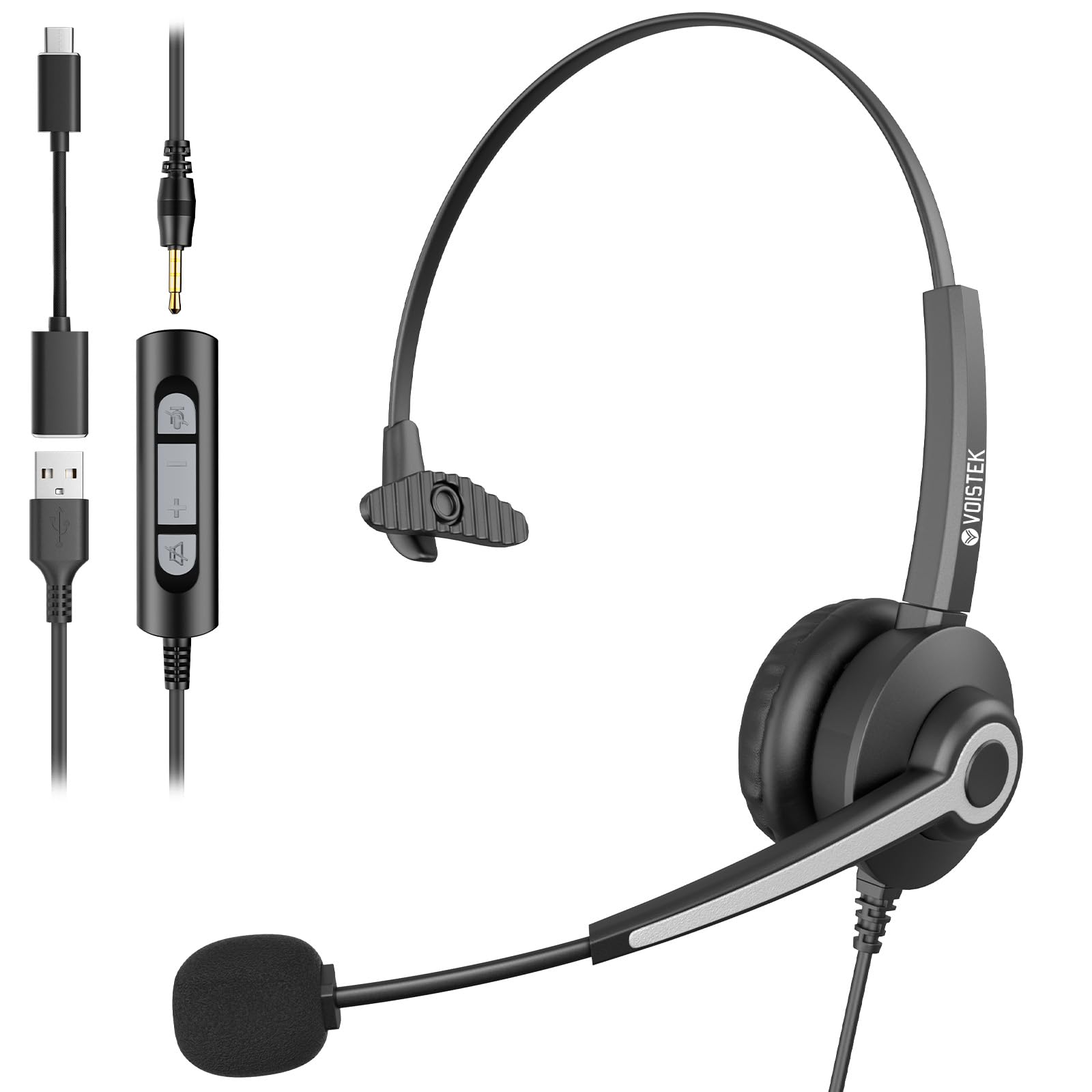 Casque de travail ordinateur USB avec micro antibruit pour PC et bureau - 7