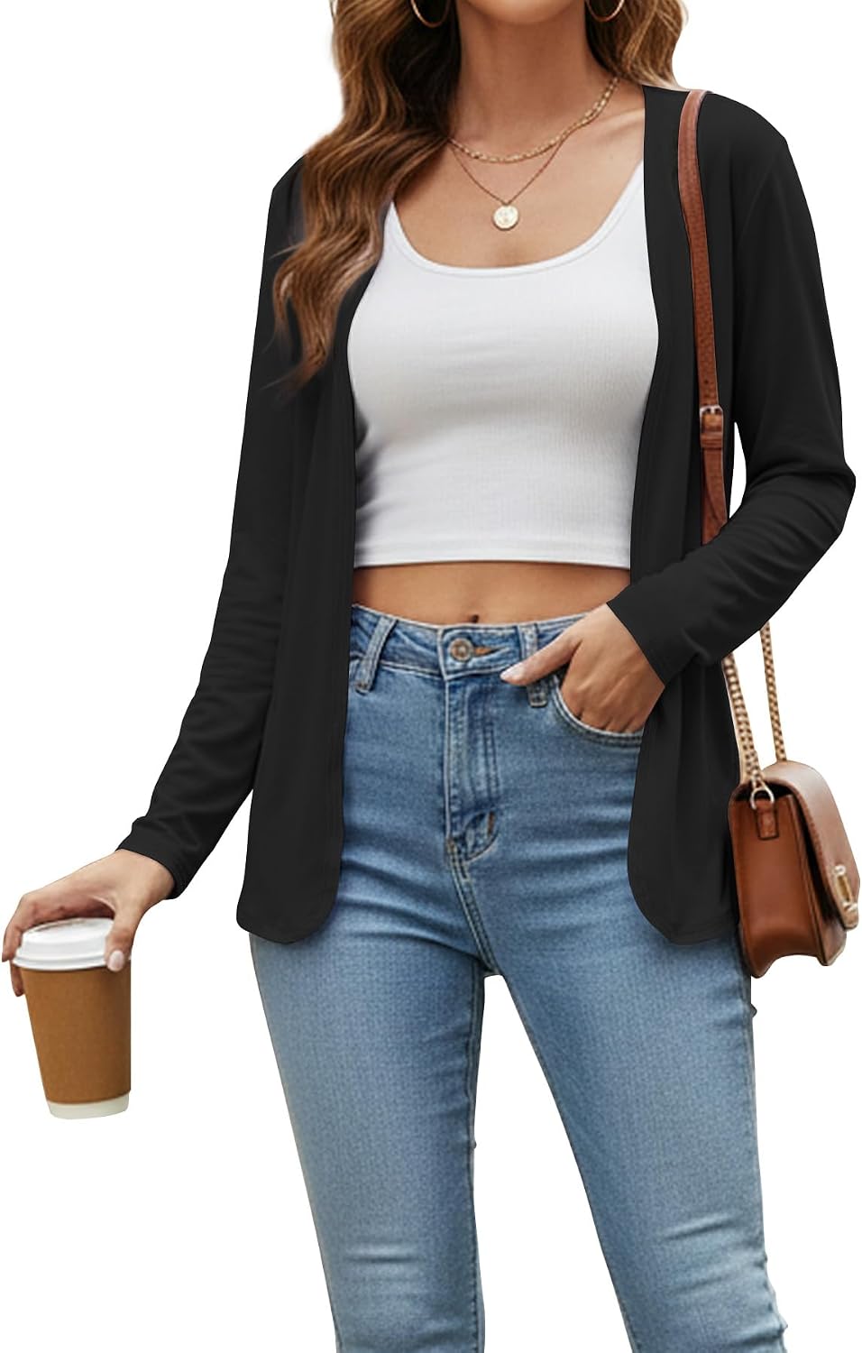 Lightweight Cardigans for Women Long Sleeve Open Front Cardigan 1-3 Pack | Summer Soft Cardigans, Curved Hem, Work Office Travel Business Casual Holiday Dressy Cardigan Layering