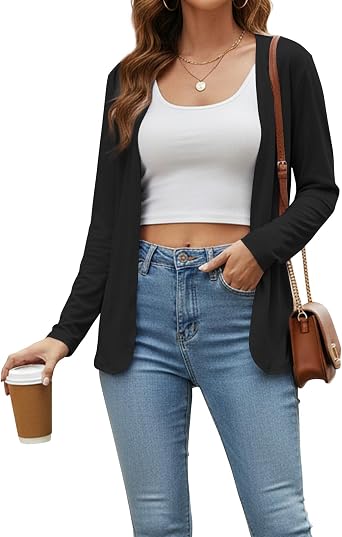 Lightweight Cardigans for Women Long Sleeve Open Front Cardigan | Summer Soft Cardigans, Curved Hem, Work Office Travel Business Casual Holiday Dressy Cardigan Layering