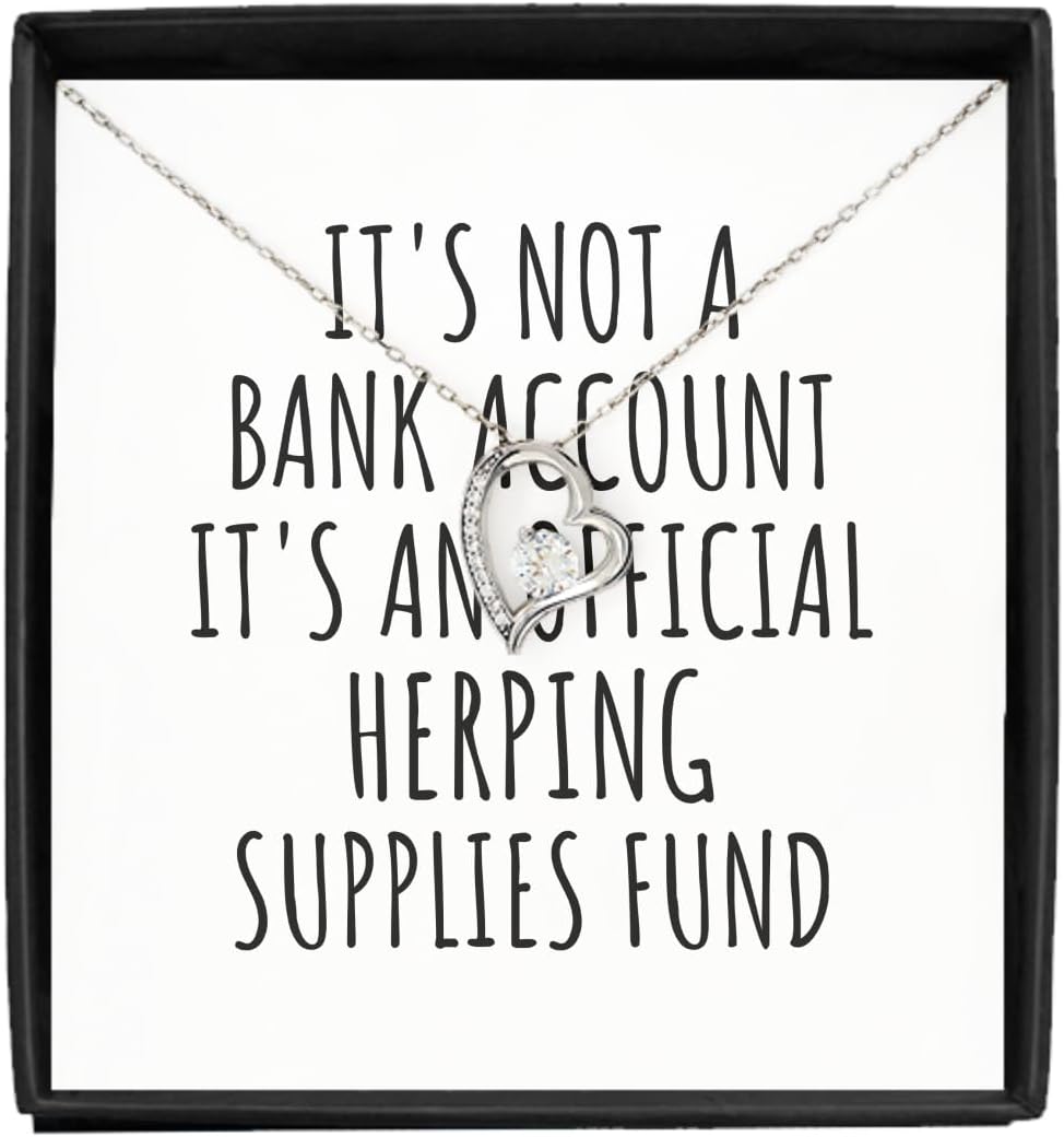 EzGift Funny Herping Necklace Pendant Its Not A Bank Account Official Supplies Fund Hilarious Gift Idea Hobby Lover Sarcastic Quote Fan Gag Jewelry With Chain Message Card Box