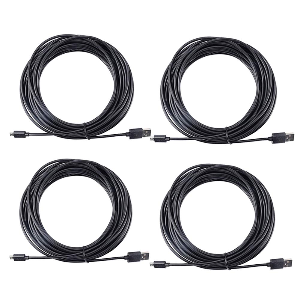 Smays 4-Pack 25ft Security Camera Micro USB Extension Cable Compatible with YI Home Camera, Oculus Go, Blink Mini, Black