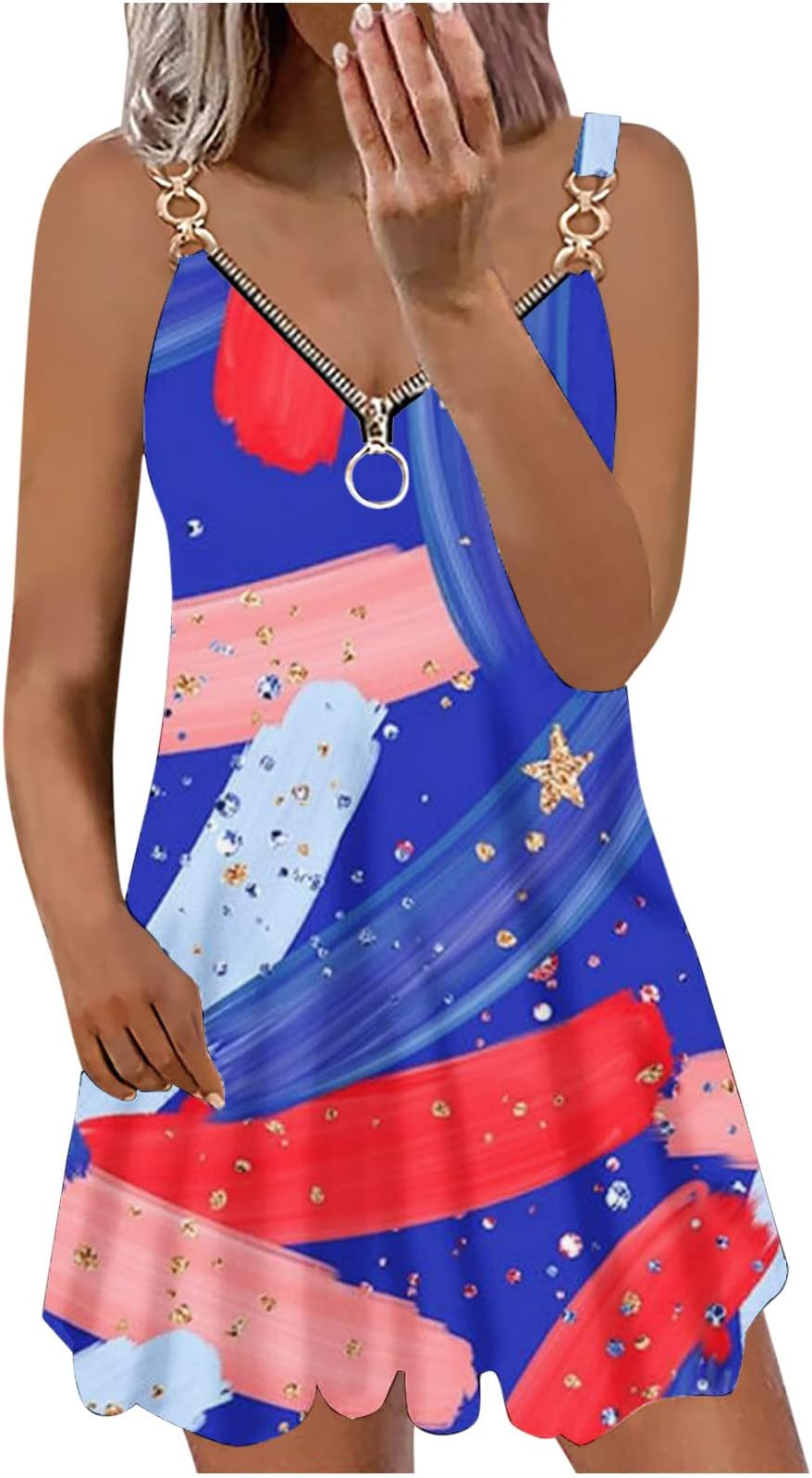 Aline Dress for Women Trendy 4th of July Dress Plus Size Patriotic Dresses Flowy American Flag Summer Dress
