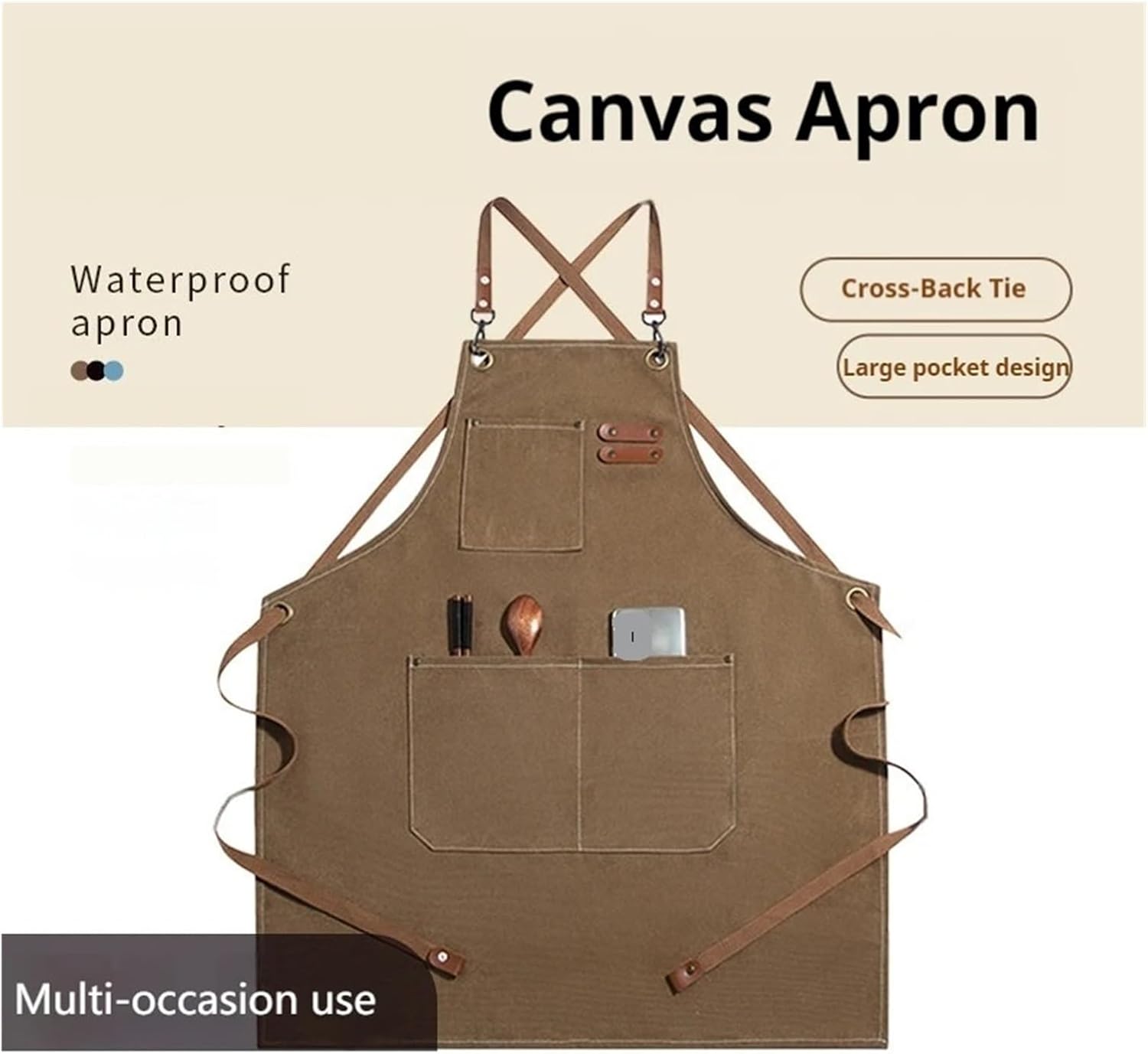 Tool Apron Canvas Kitchen Aprons for Woman Men Chef Work Apron for Grill Restaurant Shop Cafes Beauty Studios