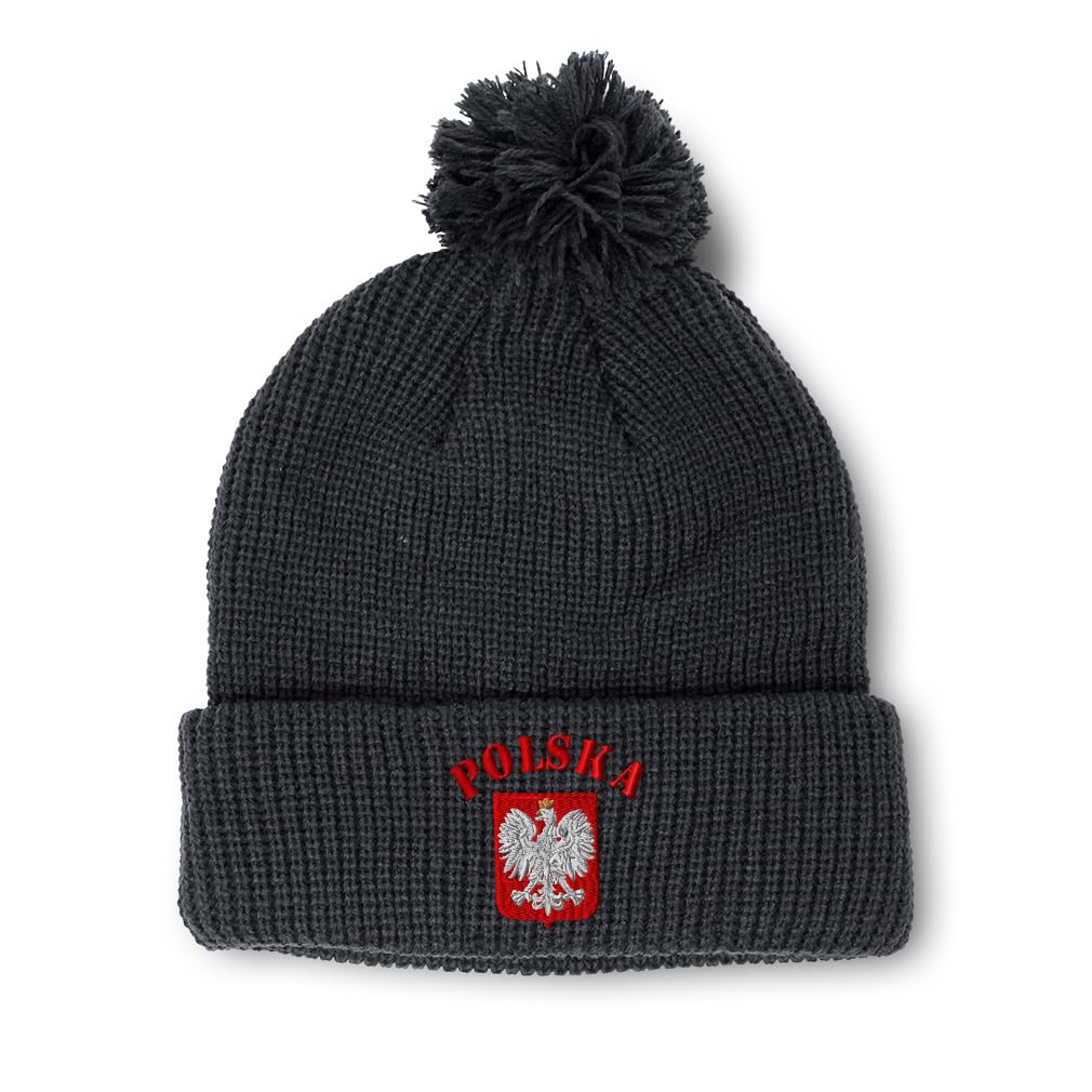 Custom Pom Pom Beanies for Women Poland Polska Seal Flag Krakow Warsaw Skull Cap Acrylic One Size
