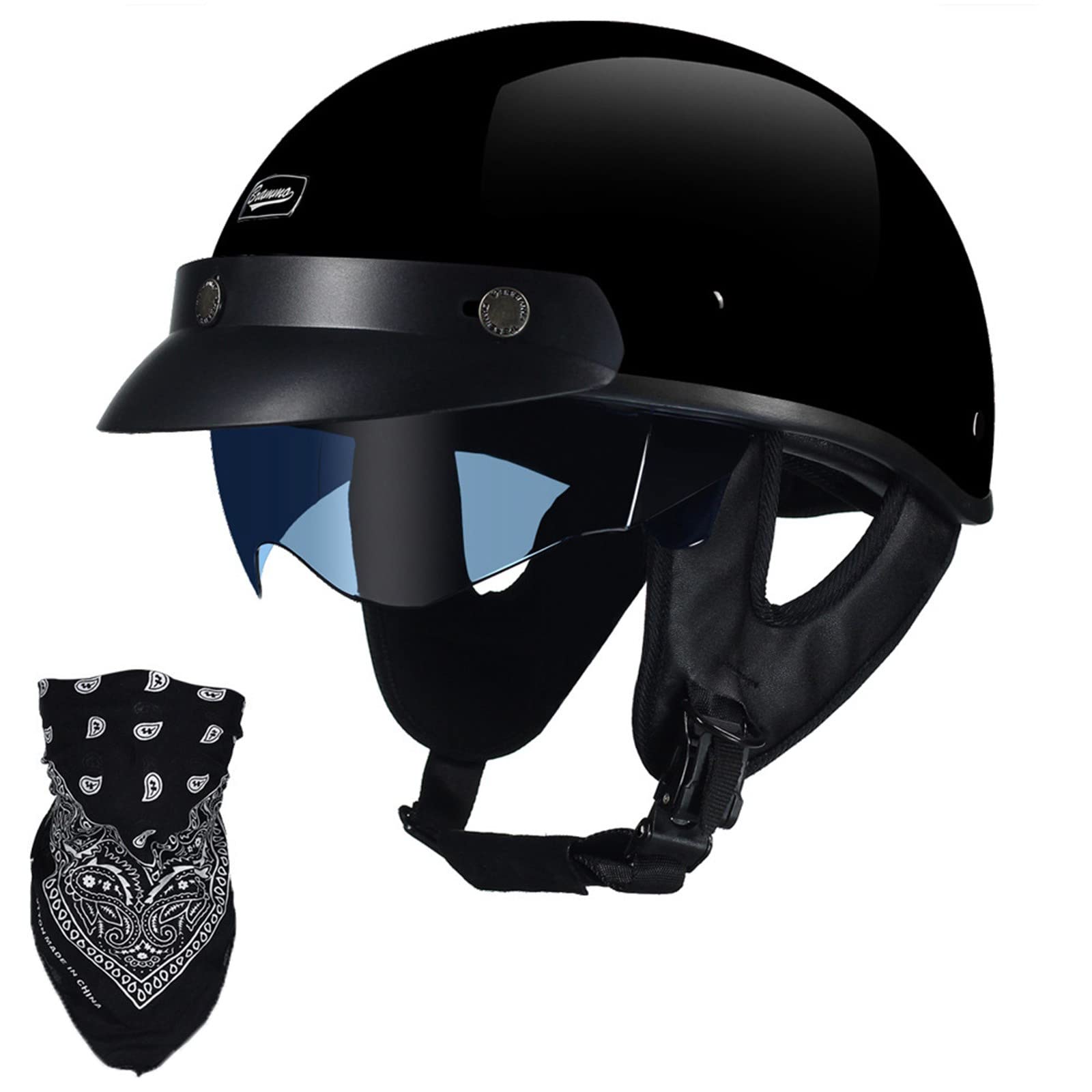 Casco Ligero ABS Casco Moto Vintage Jet - Homologado ECE, Medio Casco, Para  Cruiser/Scooter, Hombre/Mujer Casco Medio Casco, image size:1600x1600