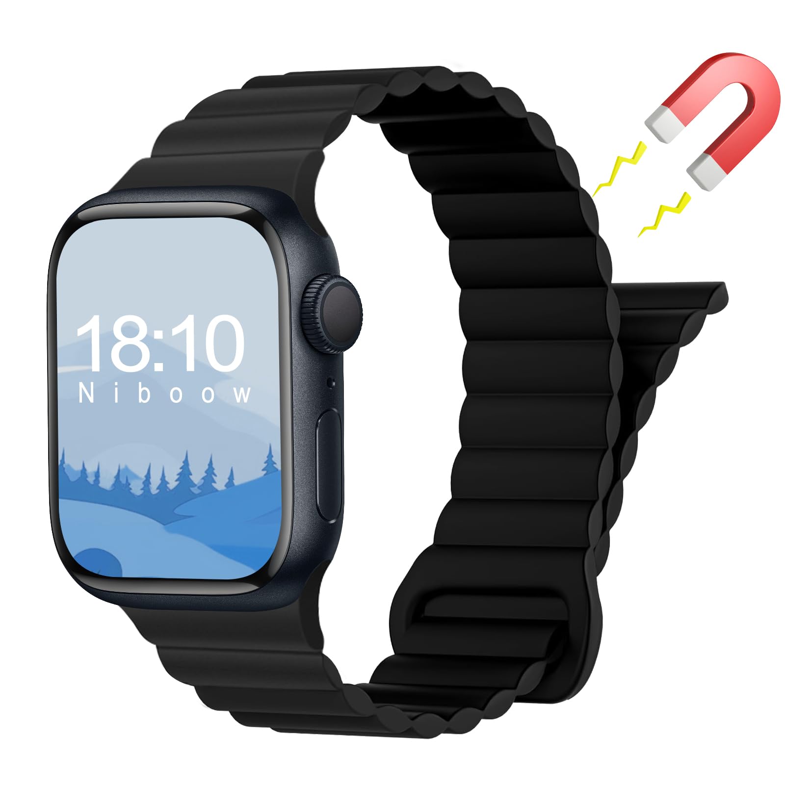 Niboow Silicone Magnetic Watch Bands for Apple Watch 38mm 40mm 41mm 42mm Series 11/10/9/8/7/6/5/4/3/2/1