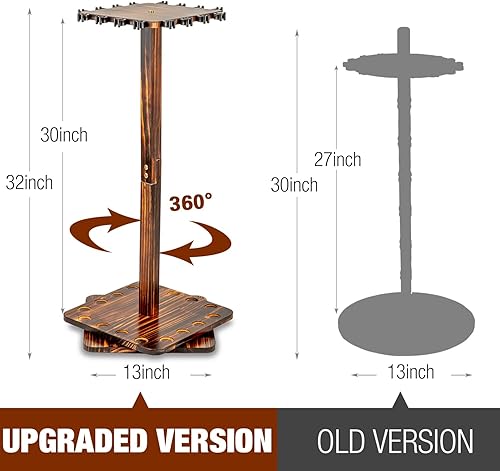 Miniatura 6 de Ghosthorn Fishing Rod Holders for Garage 360 Degree Rotating Fishing Pole Rack, Floor Stand Holds up to 16 Rods Wood Fishing Gear Equipment Storage