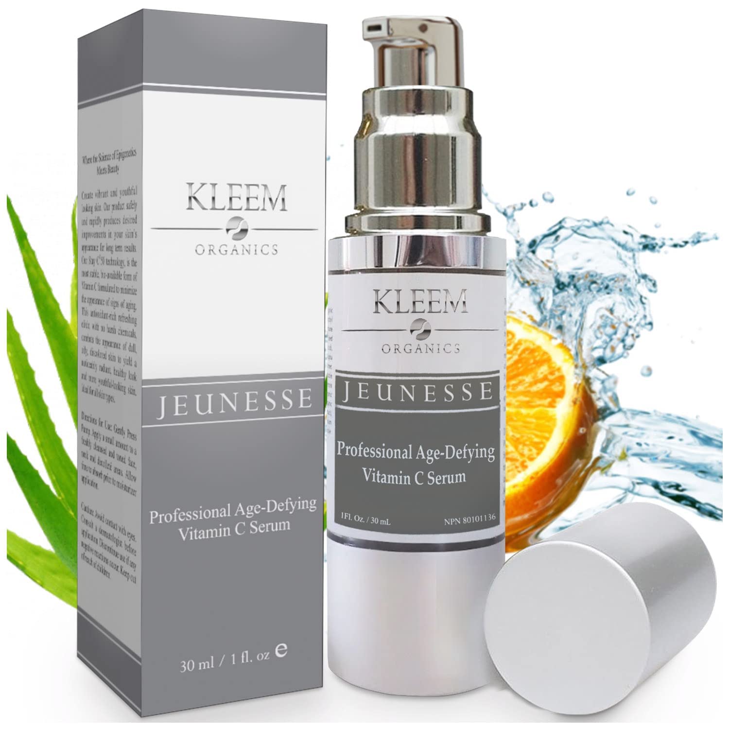 Kleem OrganicsVitamin C Serum for Face with Hyaluronic Acid & Vitamin E - Firming Anti Aging Vitamin C Face Serum for Women to Boost Collagen, Reduce Wrinkles, Acne Spots, Dark Spots & Sun Damage