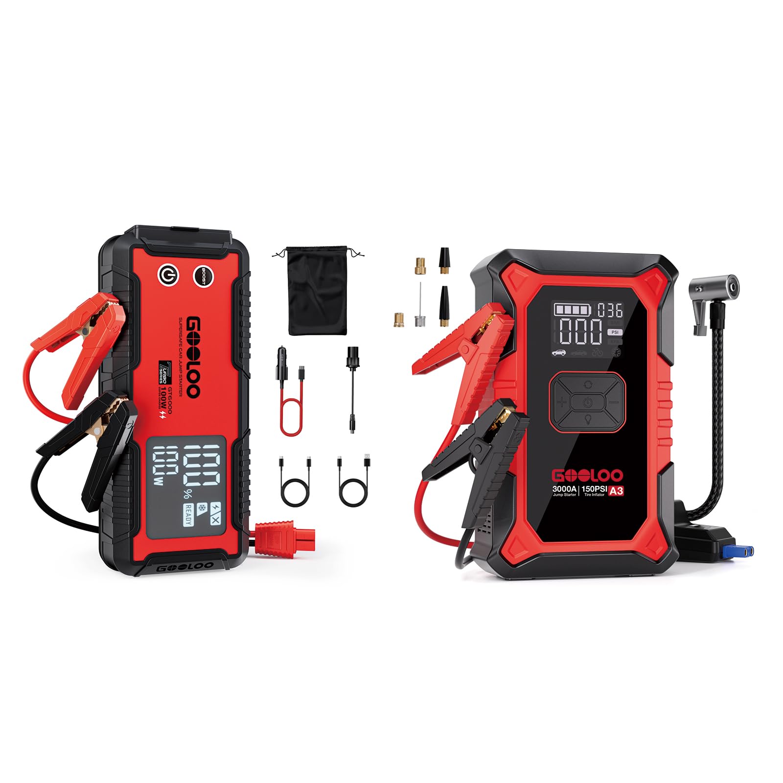 GOOLOO A3 Jump Starter with Air Compressor GOOLOO 6000A Jump Starter