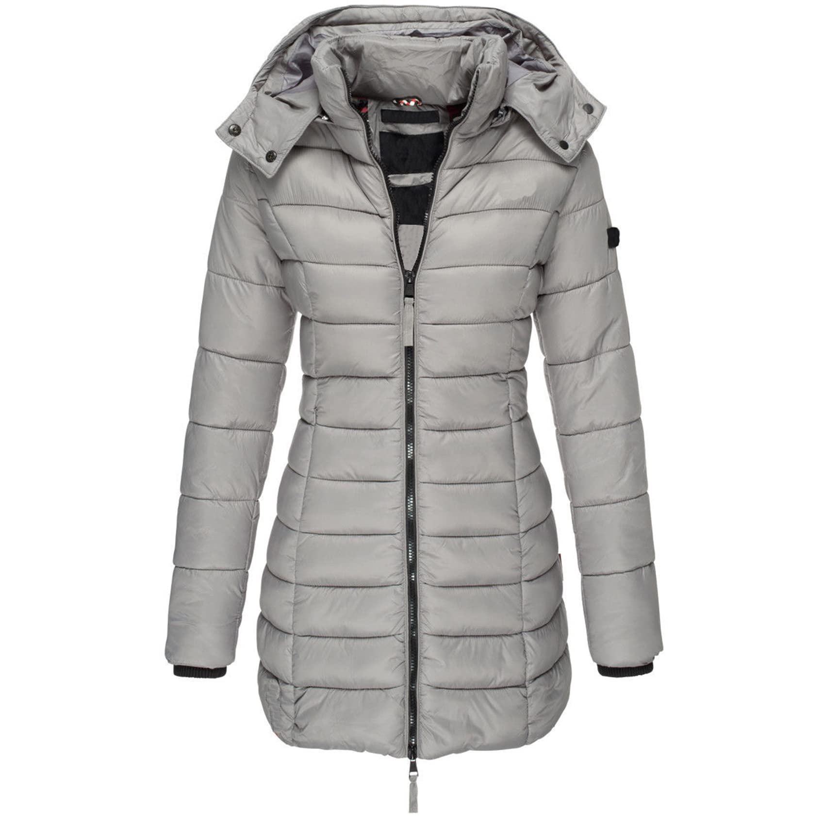 Lang gewatteerd vest zonder mouwen voor dames, warm donsvest voor dames, wintermantel, vest met capuchon, donsjack, gewatteerde jas, vest, winter, mouwloos, lange jas, Aa01-beige, XL