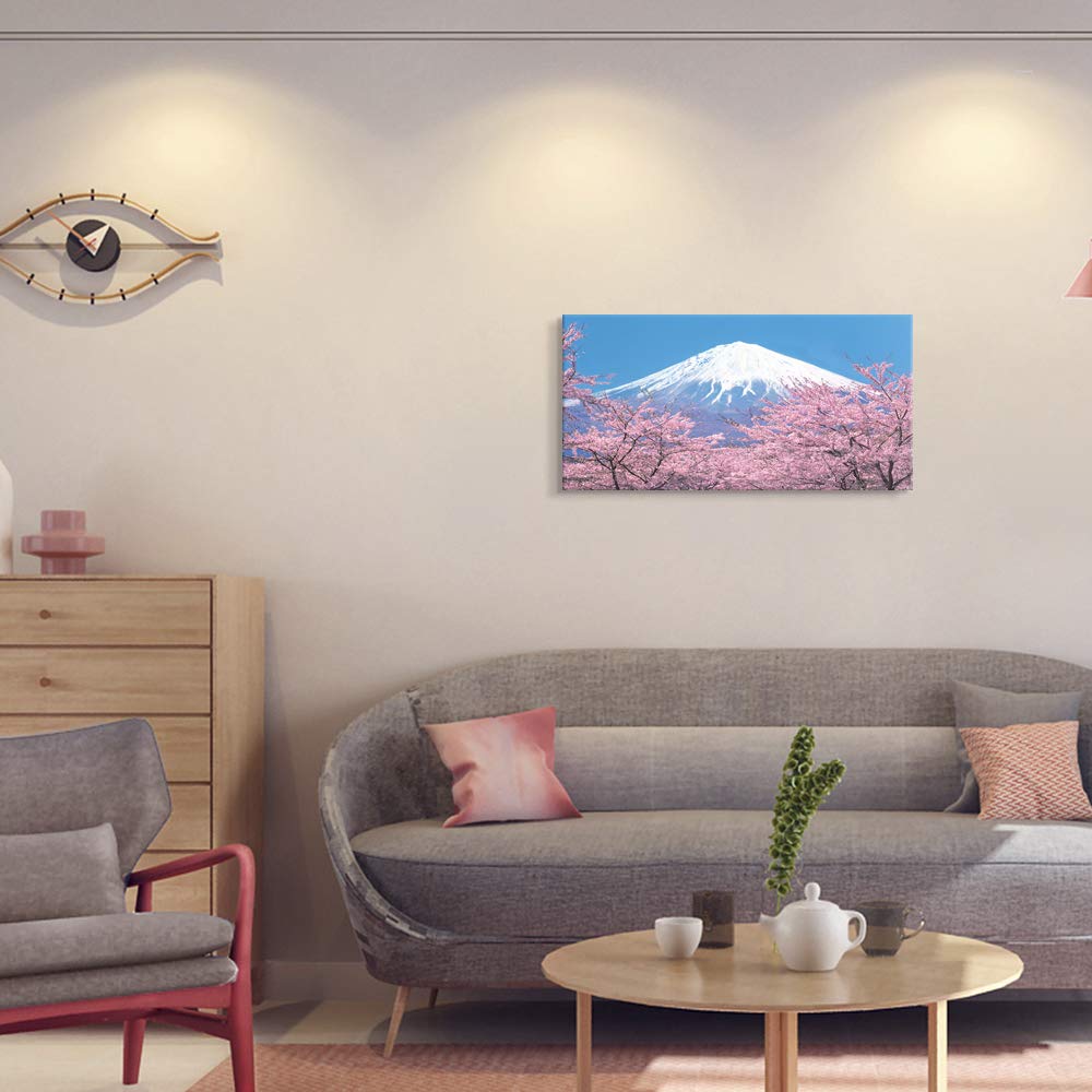 Amazon.co.jp: 7 Fision Art 絵画 インテリア ピンク 富士山 ピンクの