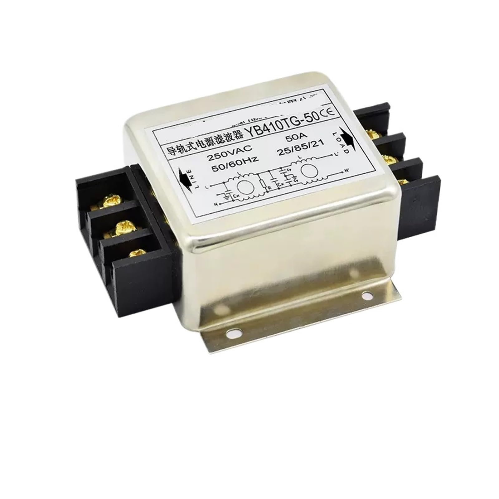 Coszwqdp One Color Yb410tg-1A-50A Rail Terminal Power Filter 220V Anti-Interference Ac Inverter Servo(Yb410tg-50A)