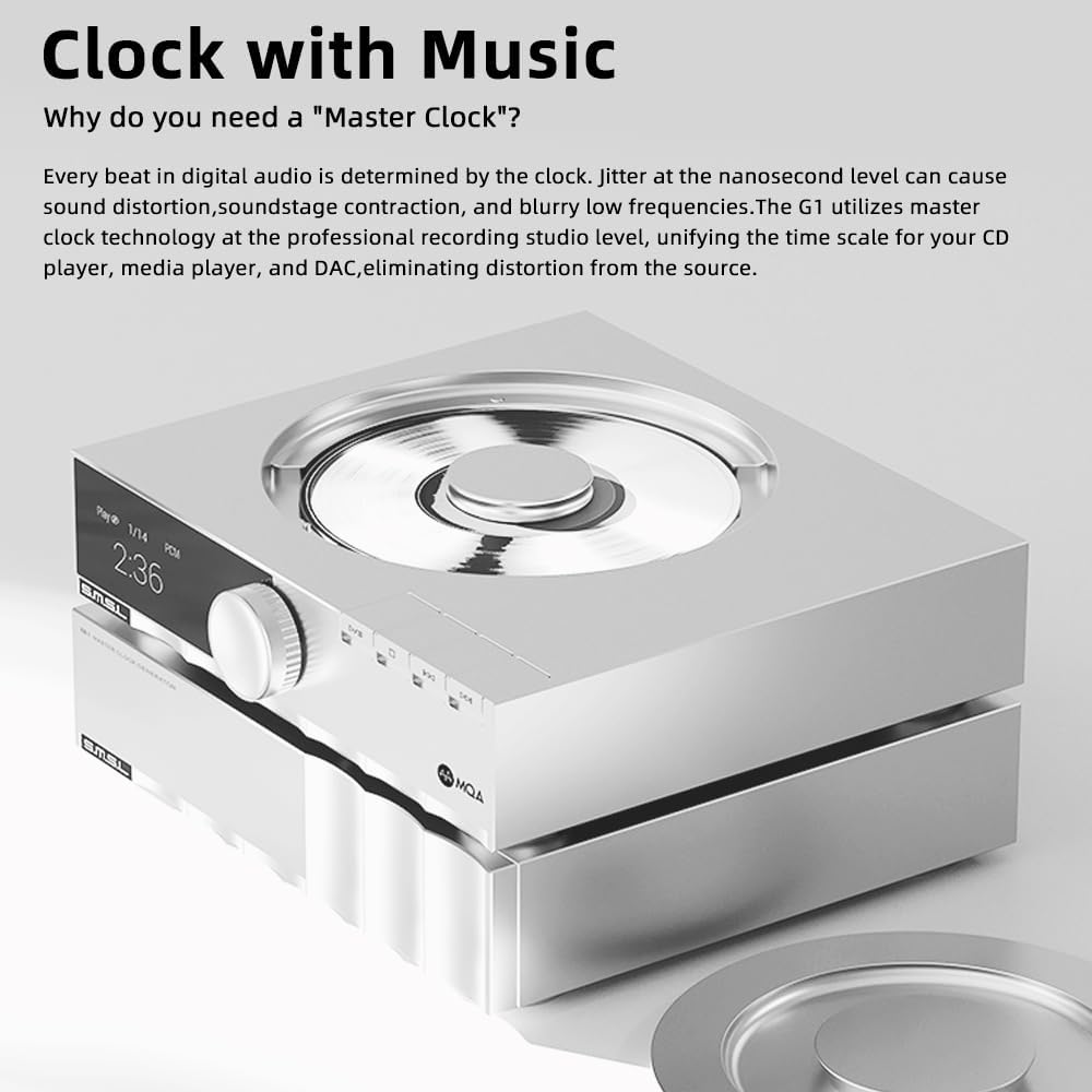 SMSL G1 First External Master Clock 10MHz digital audio SC-CUT OCXO Hi-Fi Audio Systems Output impedance adaptive for CD player/media player/DAC Multi Channel Drive, for D200/PL200T/T2/D2R/PA200 Black