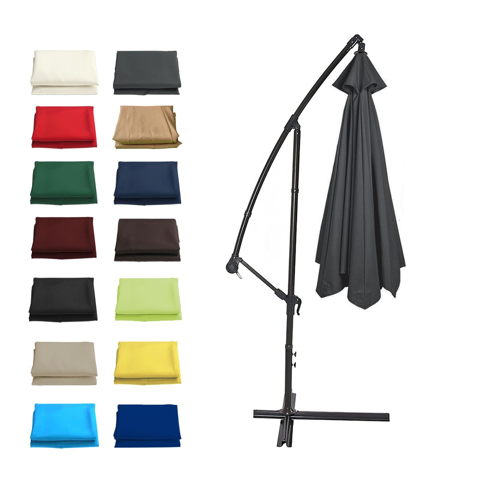 GZDXBF 6 Ribs / 8 Ribs Umbrella Fabric Canopy Cover, 200/270/300cm Patio Umbrella Replacement Cloth Canopy, Easy To Install/Washable/Breathable(Color:Gray,Size:6 ribs: 2.7m/8.8ft)