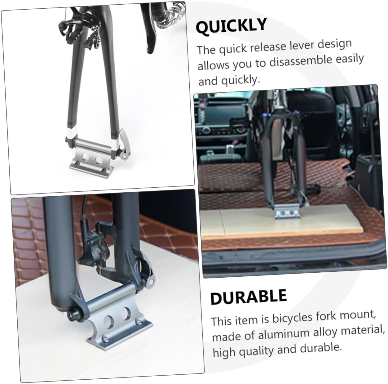 2pcs Bike Fork Holder Front Wheel Fork Fixer for Cars and Suvs Quick Release Mount Bracket Easy Install Bicycle Stand for Storage and Transportation