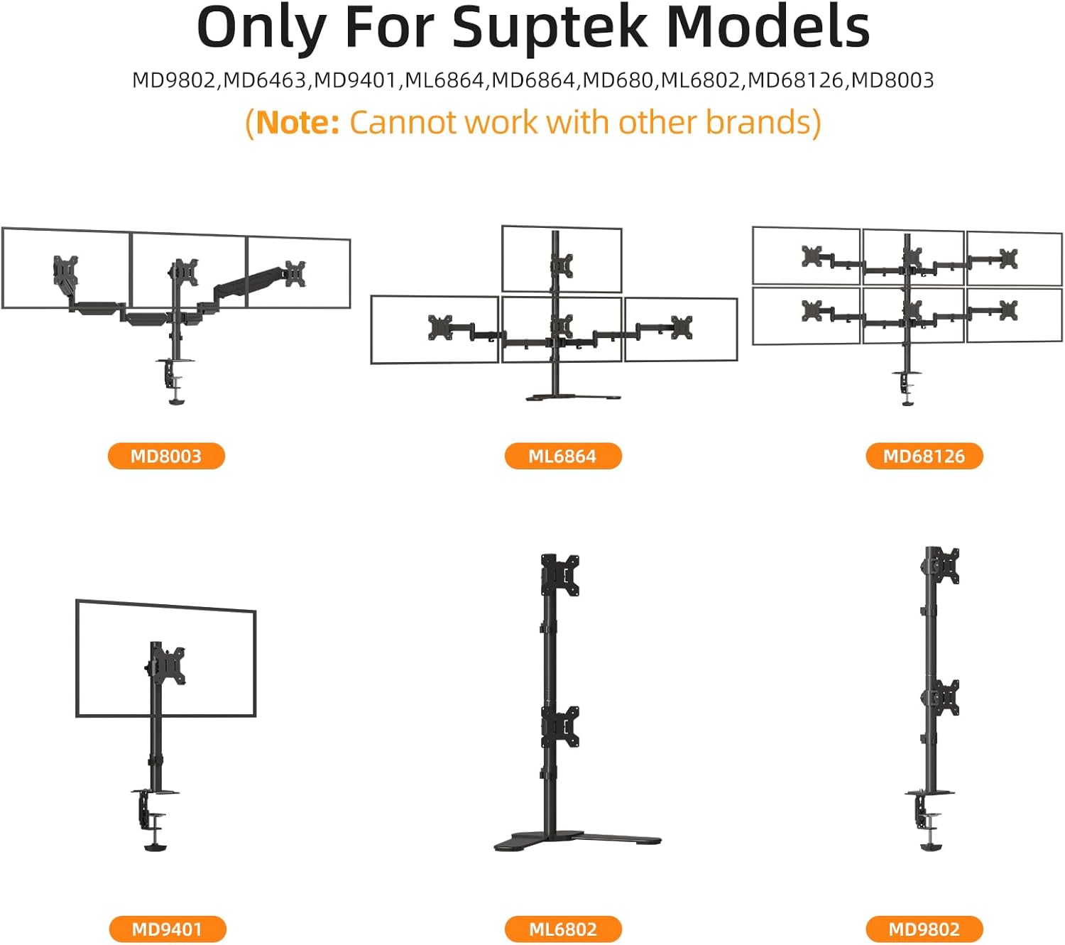 Suptek Single Head and Plate Vesa Pole Monitor Mount Bracket for Suptek Monitor Mount,2 Pack(MD6TB-2)