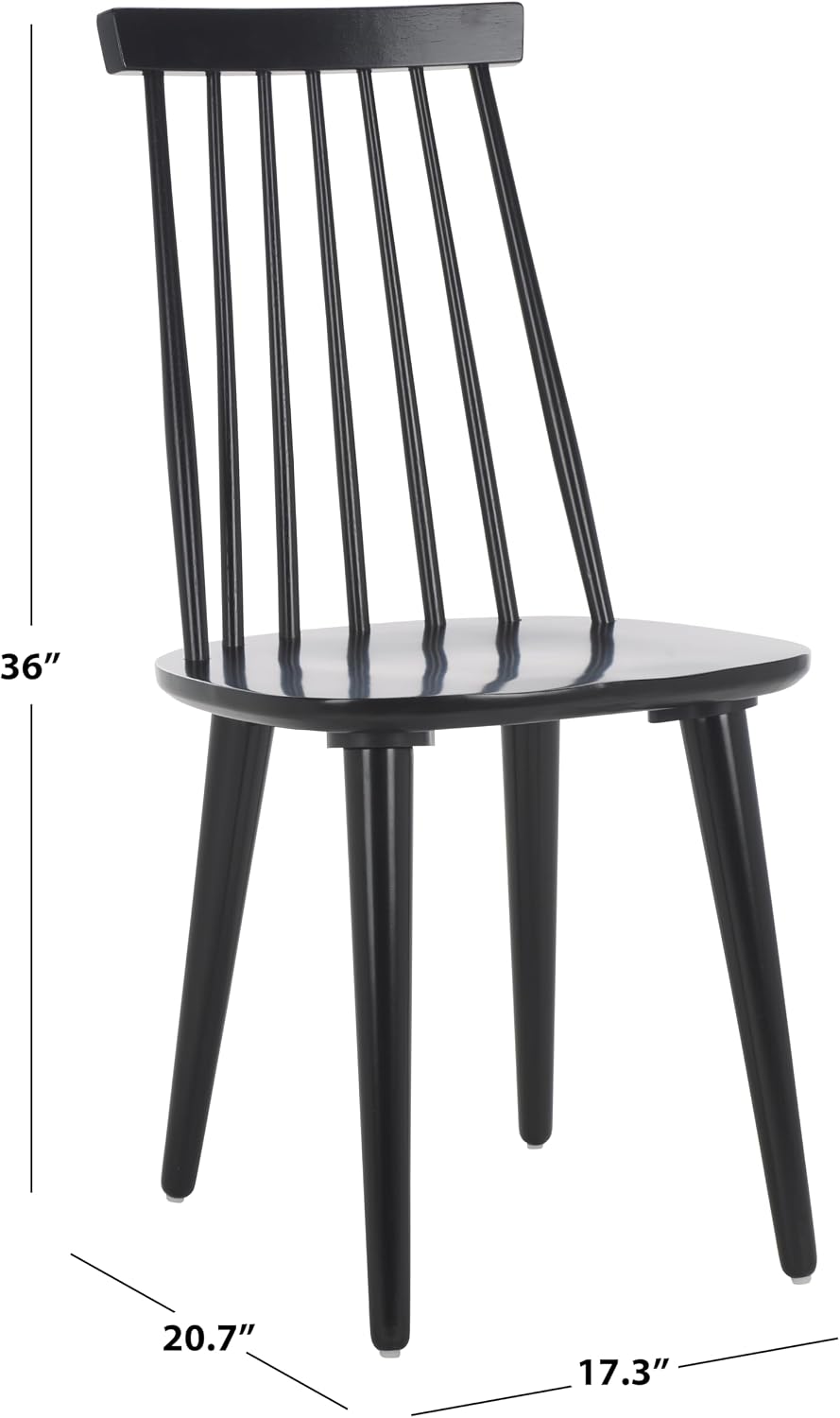 SAFAVIEH Furniture - Burris Side Chair Set of 2 - Black - Solid Wood - Modern Clean-Line Design - Ideal for Dining Room, Kitchen, Living Room, 17.7" Seat Height (AMH8511A-SET2)