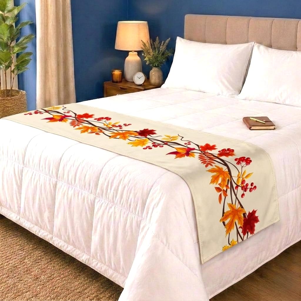 Stylish Bed Runner for Bed | Premium Fabric Decorative Bed Runner | Modern Printed Designs | Soft, Durable & Washable Bed Runner for Bedroom Decor (PAANVEL)-image-14