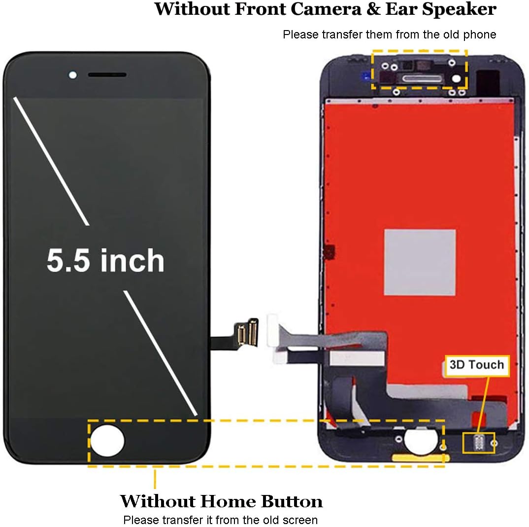 Flash Sale Compatible for iPhone 8 Plus Screen Replacement 5.5 Inch, LCD Digitizer Screen for A1897 A1864 Assembly with Repair Tool Kits (Screen for iPhone 8 Plus Black) Weekly Top Sale Compatible for iPhone 8 Plus Screen Replacement 5.5 Inch, LCD Digitizer Screen for A1897 A1864 Assembly with Repair Tool Kits (Screen for iPhone 8 Plus Black)