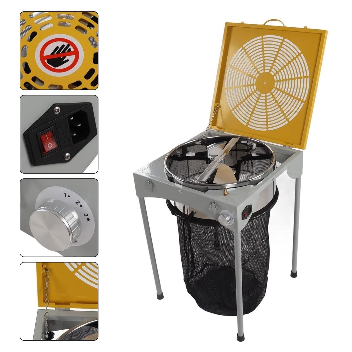 Cortadora eléctrica de hojas, 45,7 cm, ajustable, 3 velocidades, con 6 cuchillas de acero y bolsa de recolección para plantas hidropónicas y corte de flores