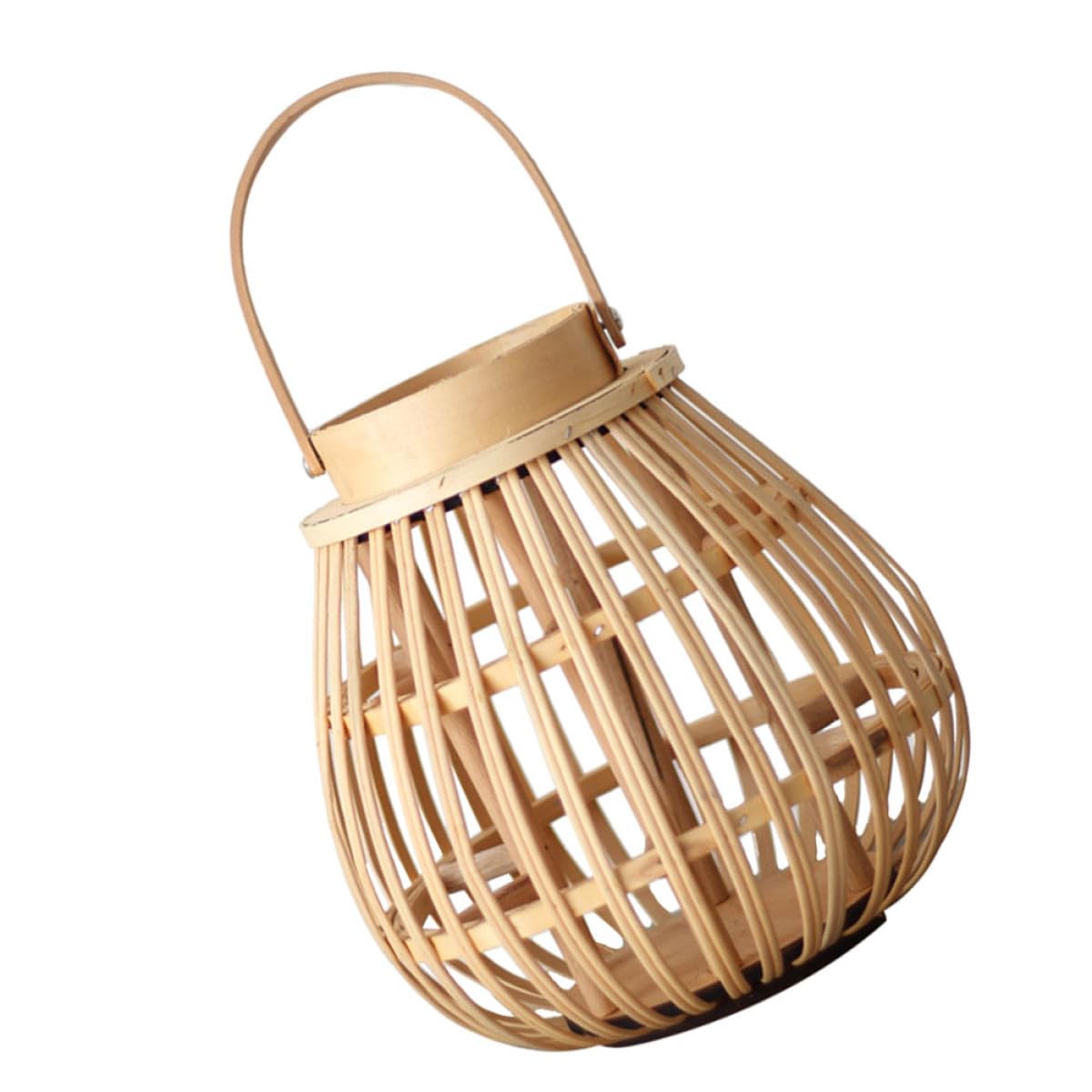 Candelabro de Bambú Artesanal para Ambiente del Hogar, Linterna Beige de Madera Natural Diseño Retro y Ambiente Acogedor para Uso en Casa