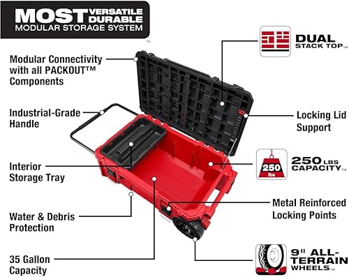 Miniatura 3 de Caja de herramientas para el baúl de herramientas con ruedas Miwaukee 48-22-8428, caja de herramientas rodante, caja de herramientas rodante con