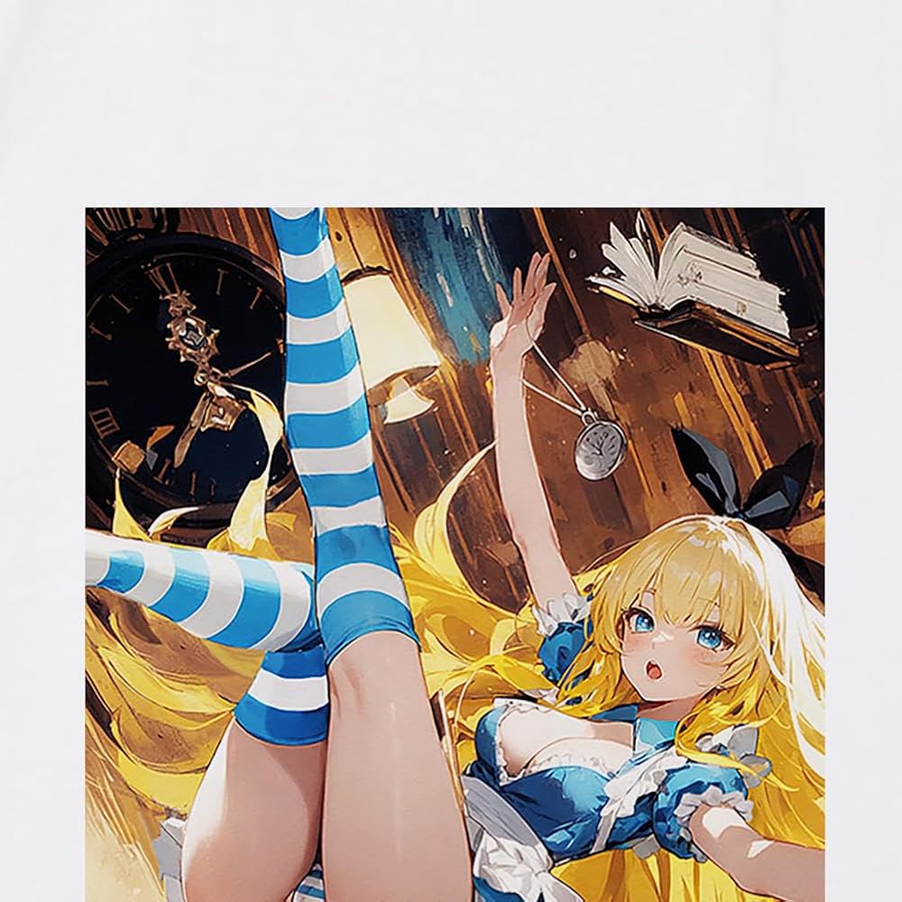 purenudisthost|i12.pixs.ru 23 a Amazon | [ポイズンアップル] アリス落っこち しましまニーソ Tシャツ フルカラー版 エロポップ 半袖 0619 メンズ XL ホワイト |  オリジナルプリント 通販